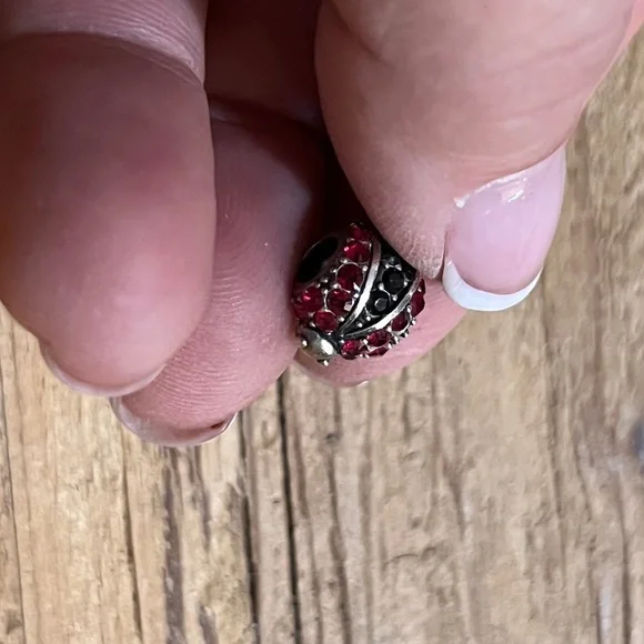 Sterling Silver Black Red crystal Ladybug Beaded Charm Pandora Chamilia Pandora - Picture 2 of 5